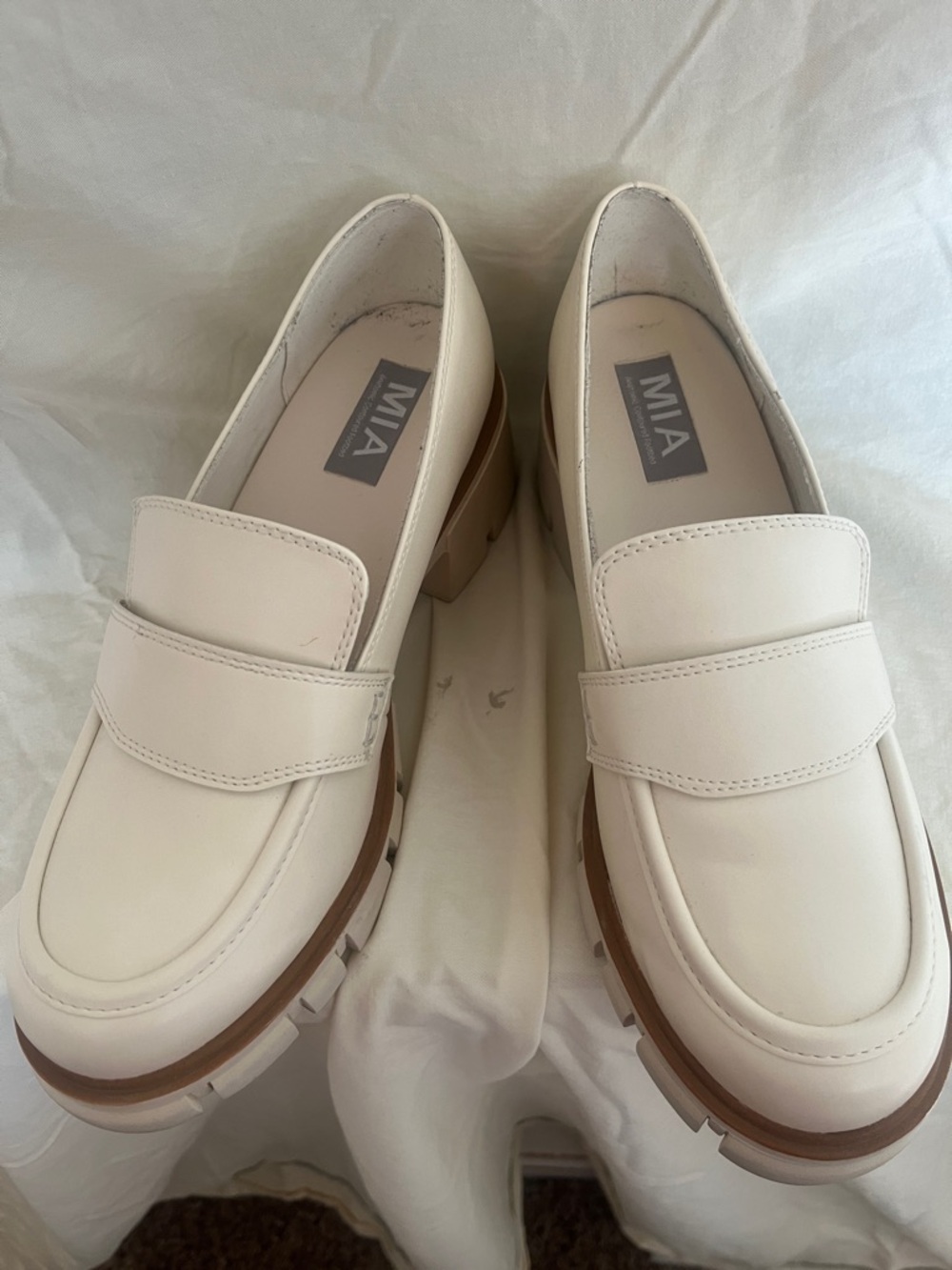 MIA Cream Platform Penny Loafers with cream Lug Sole